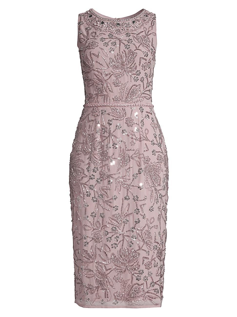 Womens Floral Beaded Sheath Dress Product Image