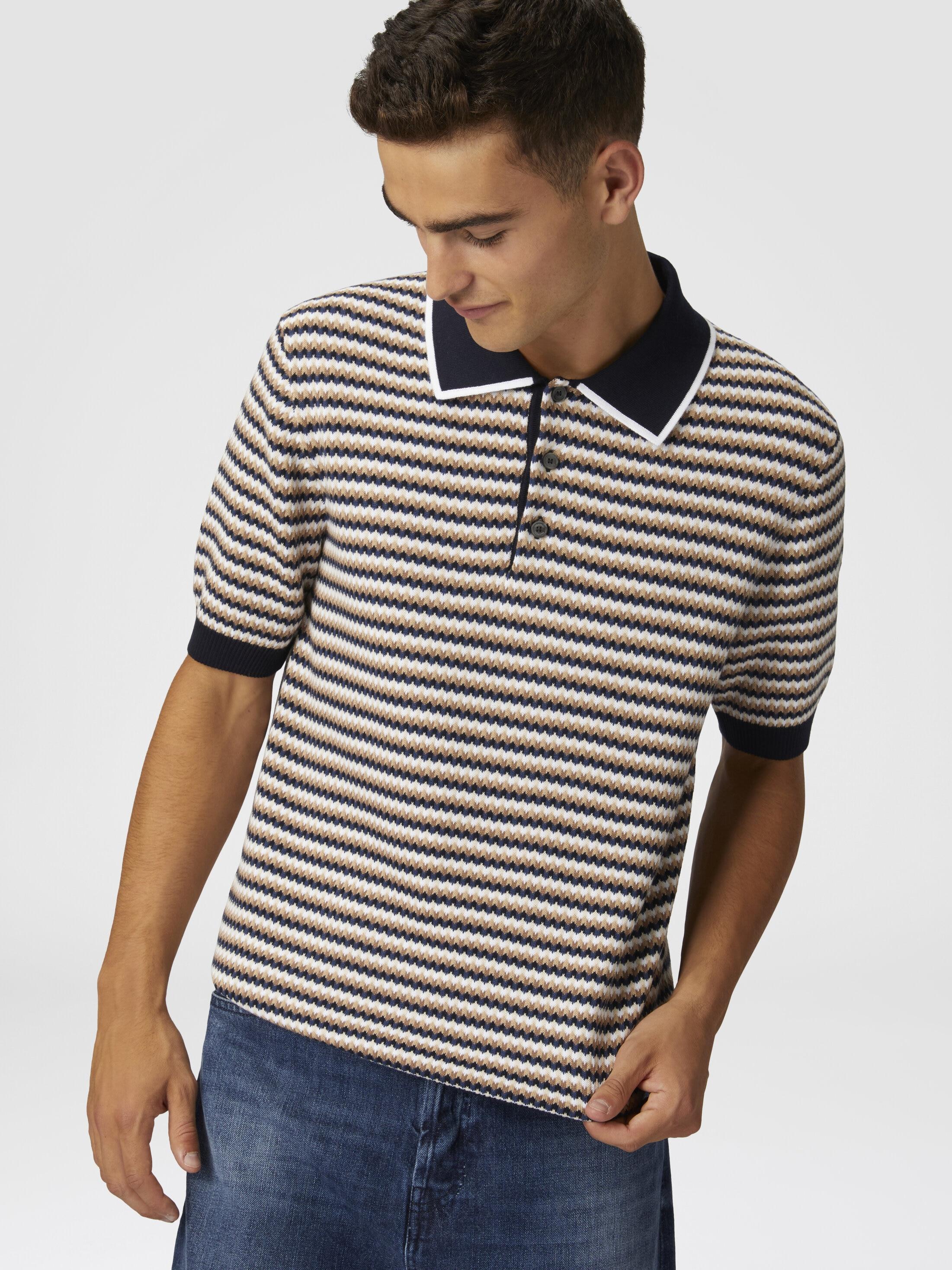 Zig zag cotton knit polo shirt Product Image