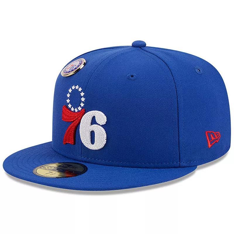 Mens New Era Royal Philadelphia 76ers Chainstitch Logo Pin 59FIFTY Fitted Hat Product Image