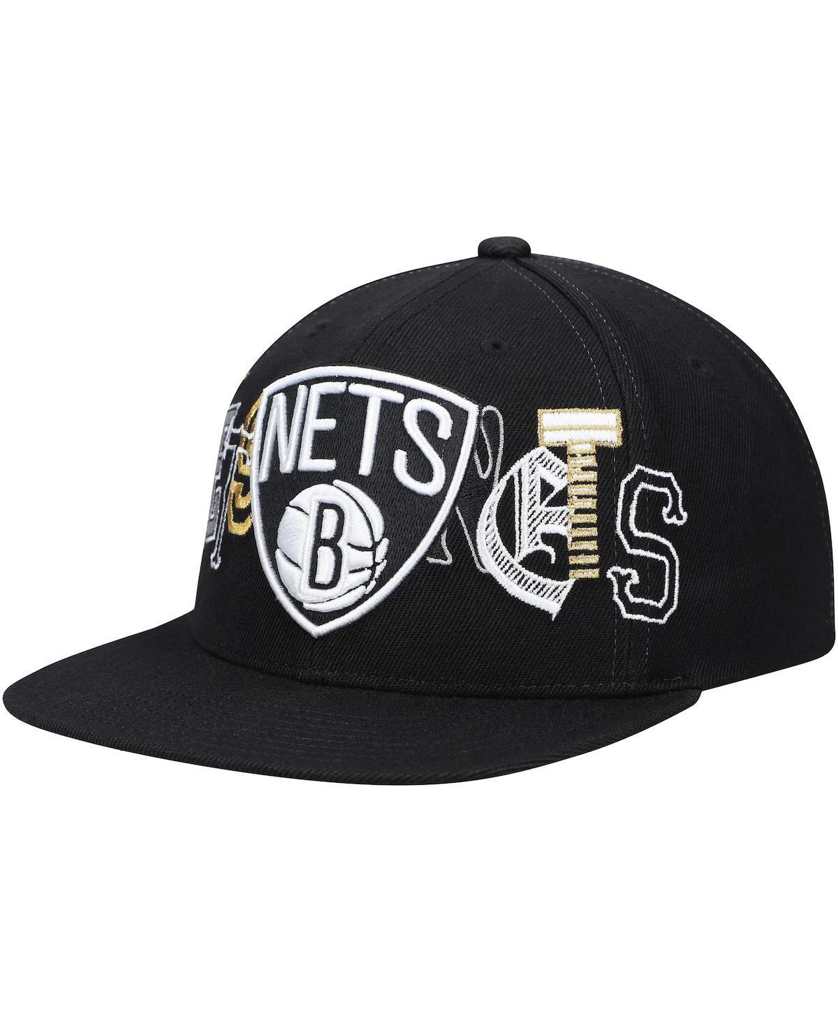 Mens Mitchell & Ness Brooklyn Nets Hype Type Snapback Hat Product Image