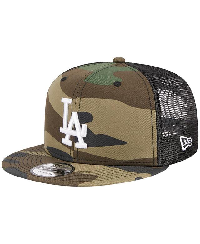 Men's New Era Camo Los Angeles Dodgers Woodland Camo Trucker 9FIFTY Snapback Hat Product Image