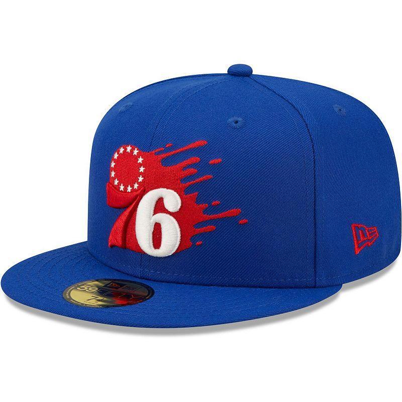 Mens Royal Philadelphia 76ers Splatter 59FIFTY Fitted Hat Product Image