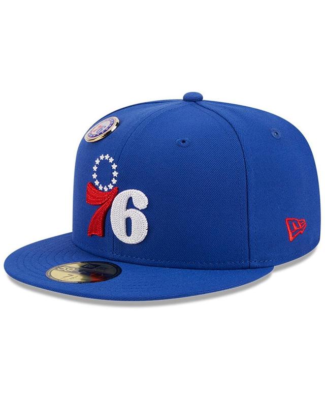 Mens New Era Royal Philadelphia 76ers Chainstitch Logo Pin 59FIFTY Fitted Hat Product Image