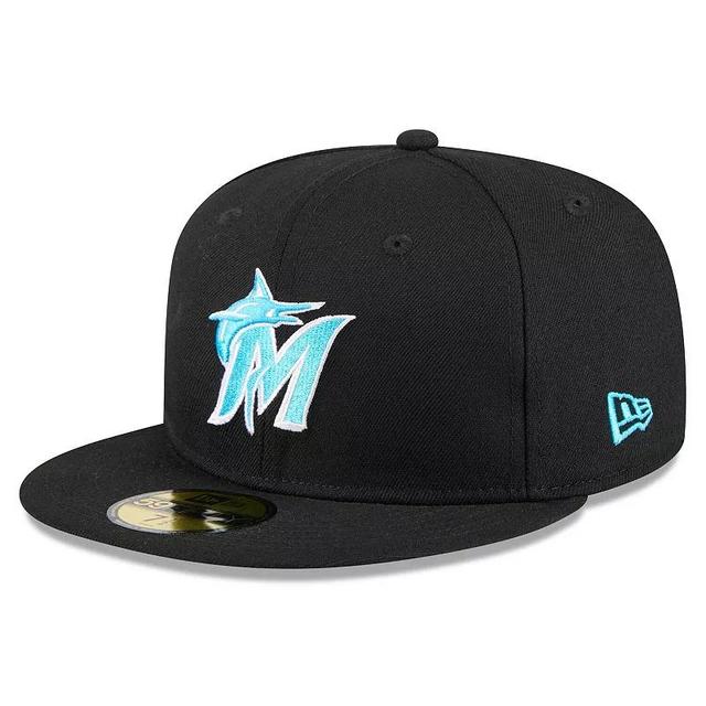 New Era Mens Black Miami Marlins 2024 Fathers Day 59FIFTY Fitted Hat Product Image