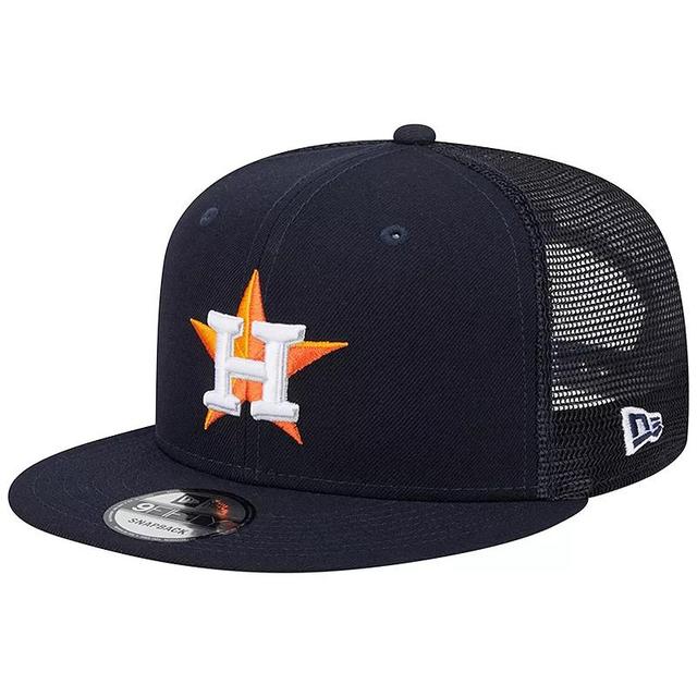 Mens New Era Houston Astros Team Color Trucker 9FIFTY Snapback Hat, Blue Product Image