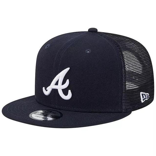 Mens New Era Atlanta Braves Team Color Trucker 9FIFTY Snapback Hat, Blue Product Image