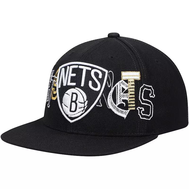 Mens Mitchell & Ness Brooklyn Nets Hype Type Snapback Hat Product Image