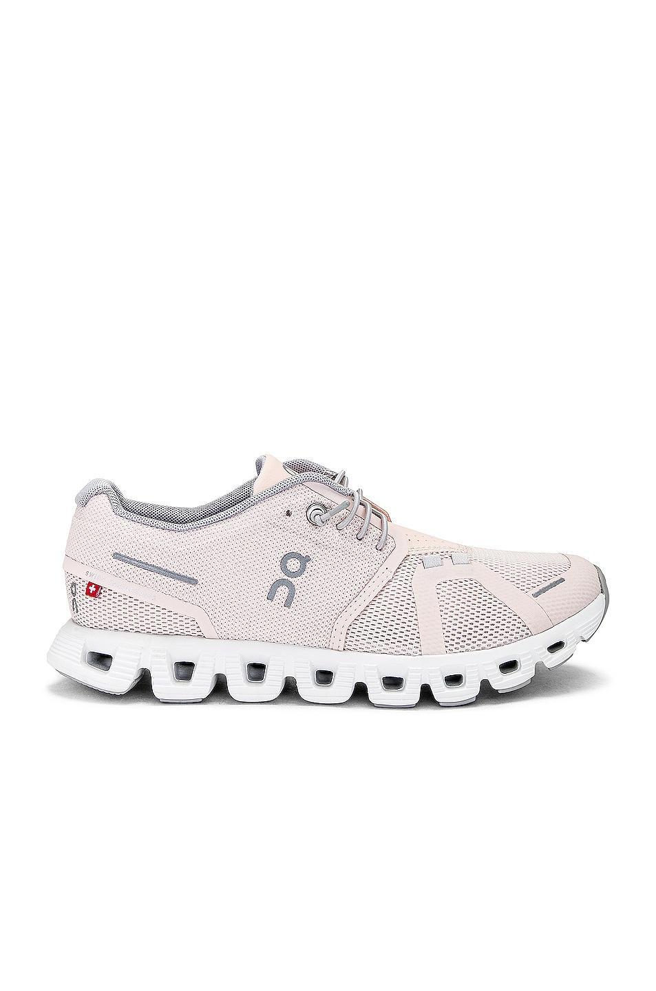 On Cloud 5 Sneaker in Shell & White - Blush. Size 6 (also in 5.5, 6.5, 7.5). Product Image