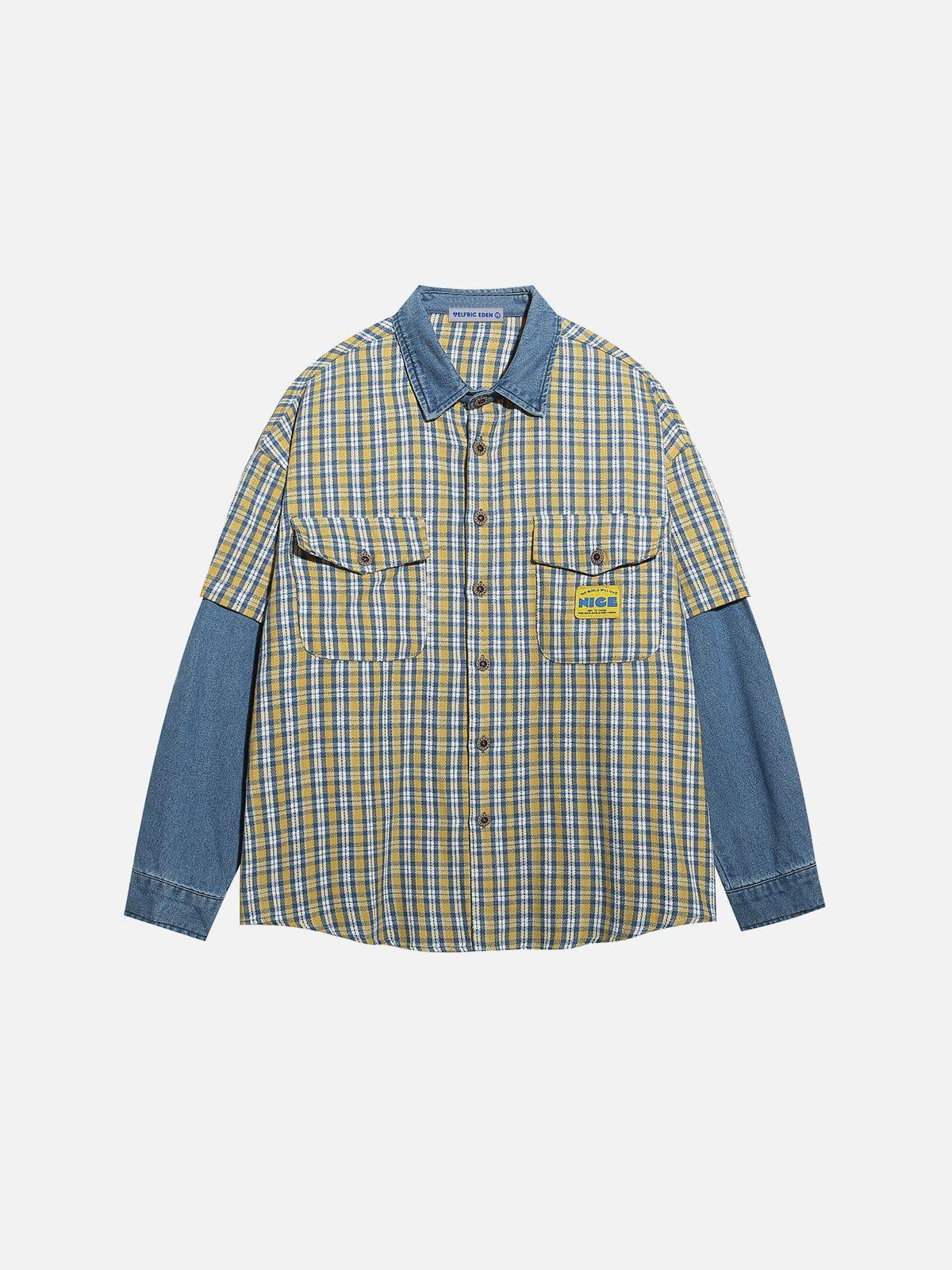 Aelfric Eden Denim Plaid Long Sleeve Shirt Product Image