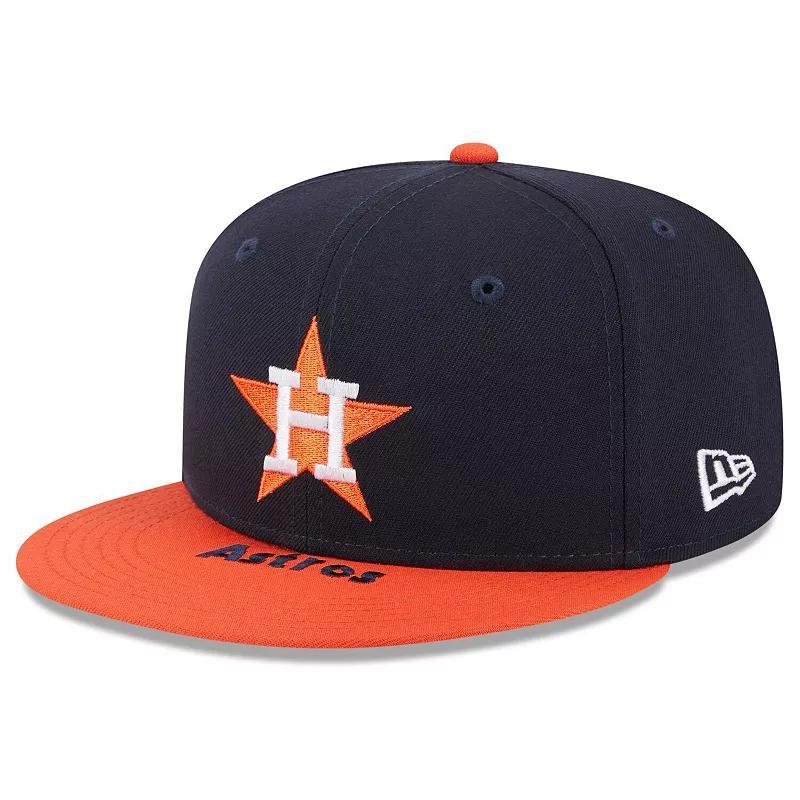 Mens New Era /Orange Houston Astros On Deck 59FIFTY Fitted Hat Blue Product Image