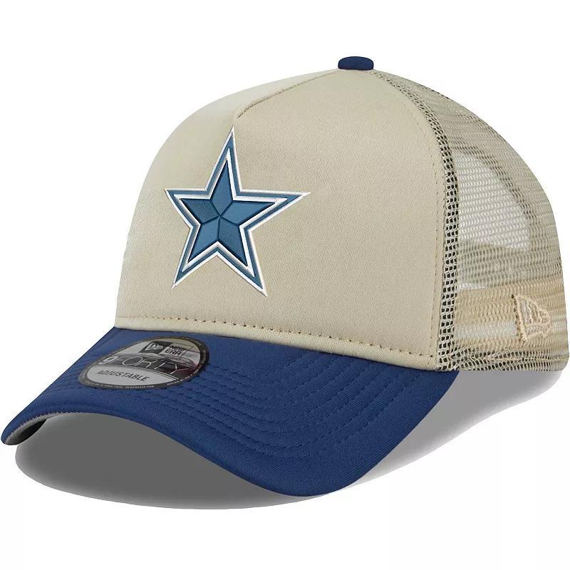 Men's New Era Tan/Navy Dallas Cowboys All Day A-Frame Trucker 9FORTY Adjustable Hat Product Image