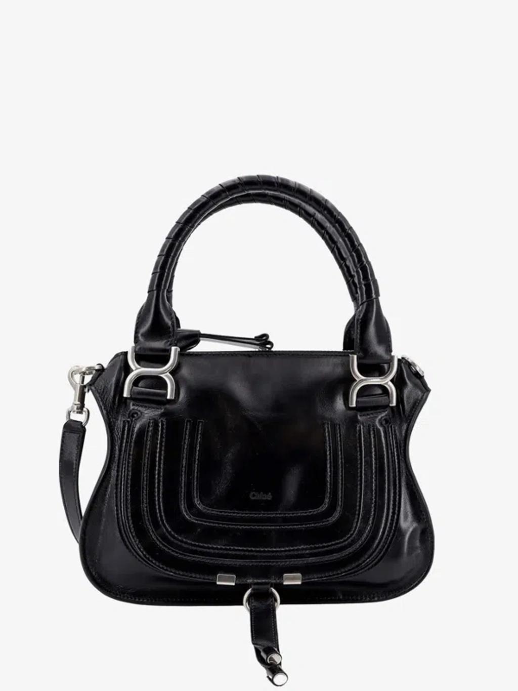 Chloe Woman Black Leather Small Marcie Handbag Product Image