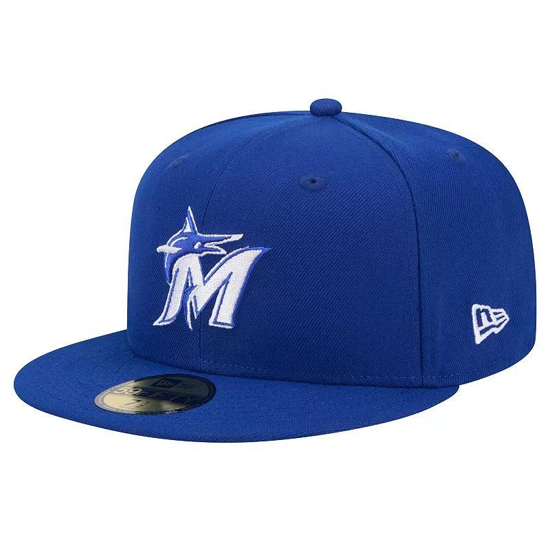 Mens New Era Royal Miami Marlins White Logo 59FIFTY Fitted Hat Product Image