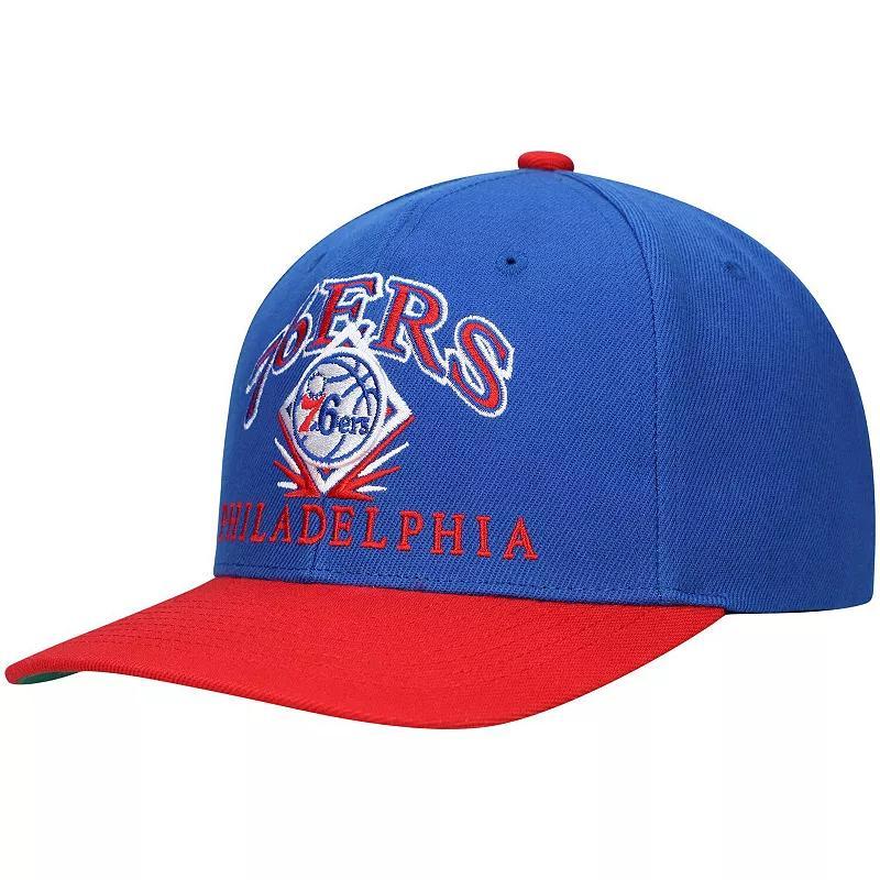 Mens Mitchell & Ness x Lids Royal/Red Philadelphia 76ers All Pro Classic Snapback Hat Product Image