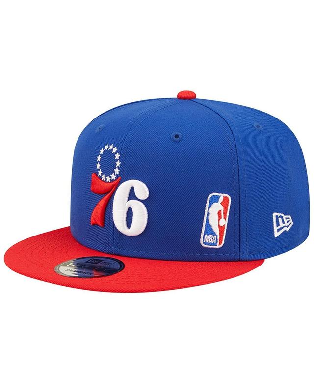 Mens New Era Royal/Red Philadelphia 76ers Back Letter Arch 9FIFTY Snapback Hat Product Image