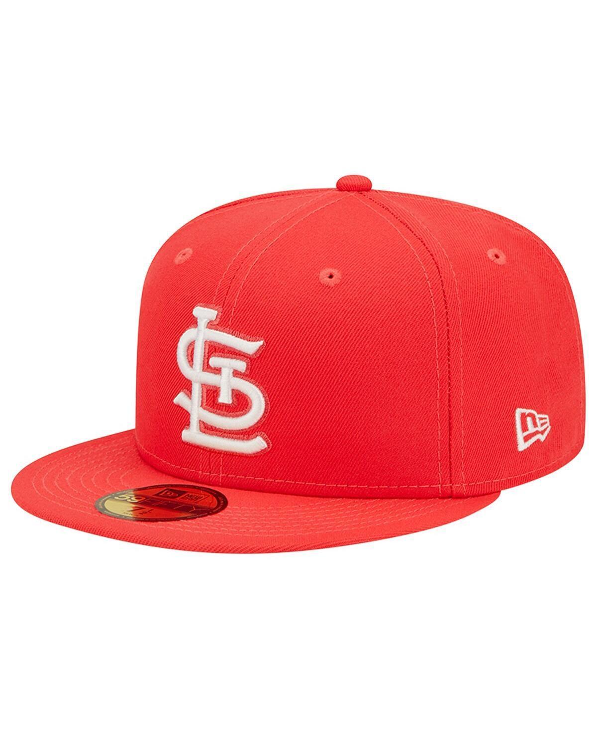 Mens New Era Red St. Louis Cardinals Lava Highlighter Logo 59FIFTY Fitted Hat Product Image