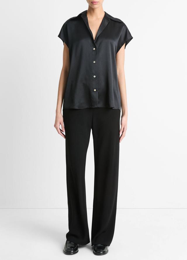 Silk Cap-Sleeve Ruched-Back Blouse Product Image