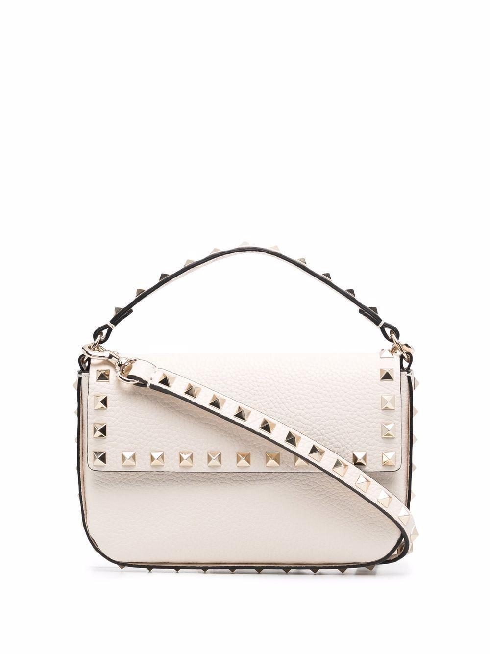 Rockstud Leather Mini Bag In White Product Image