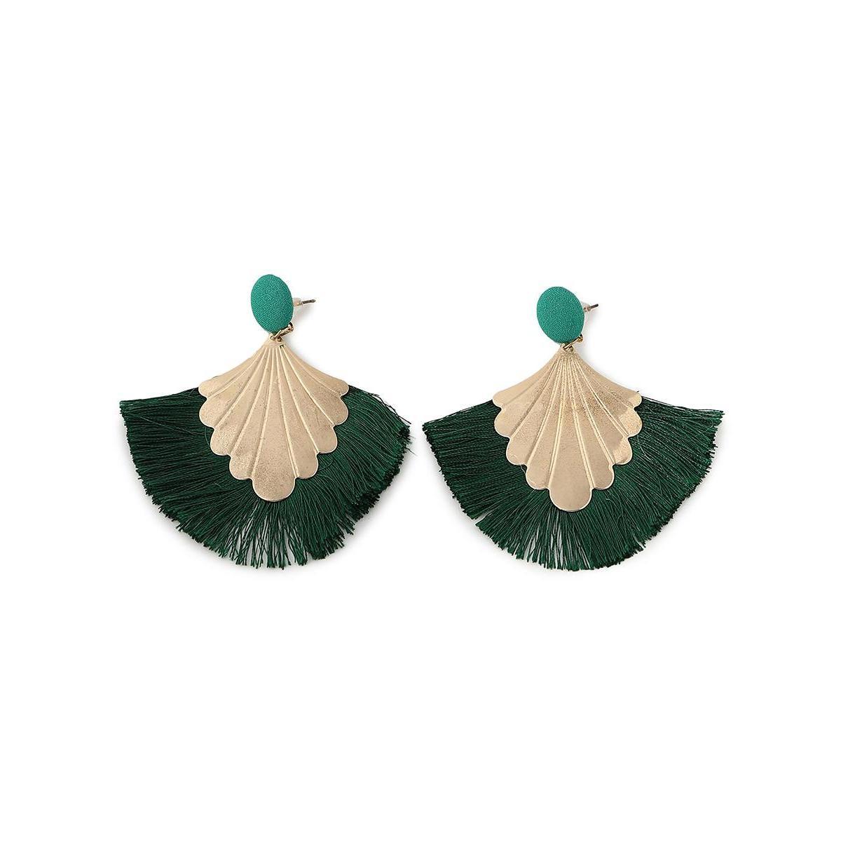 Sohi Womens Gold Tassel Drop Earrings Product Image