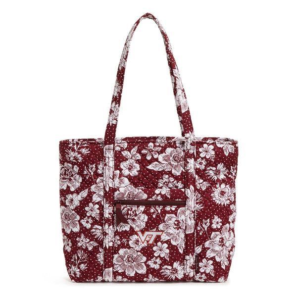 Vera Bradley Collegiate Tote Bag Women in Maroon/White Rain Garden with Virginia Tech Logo Product Image