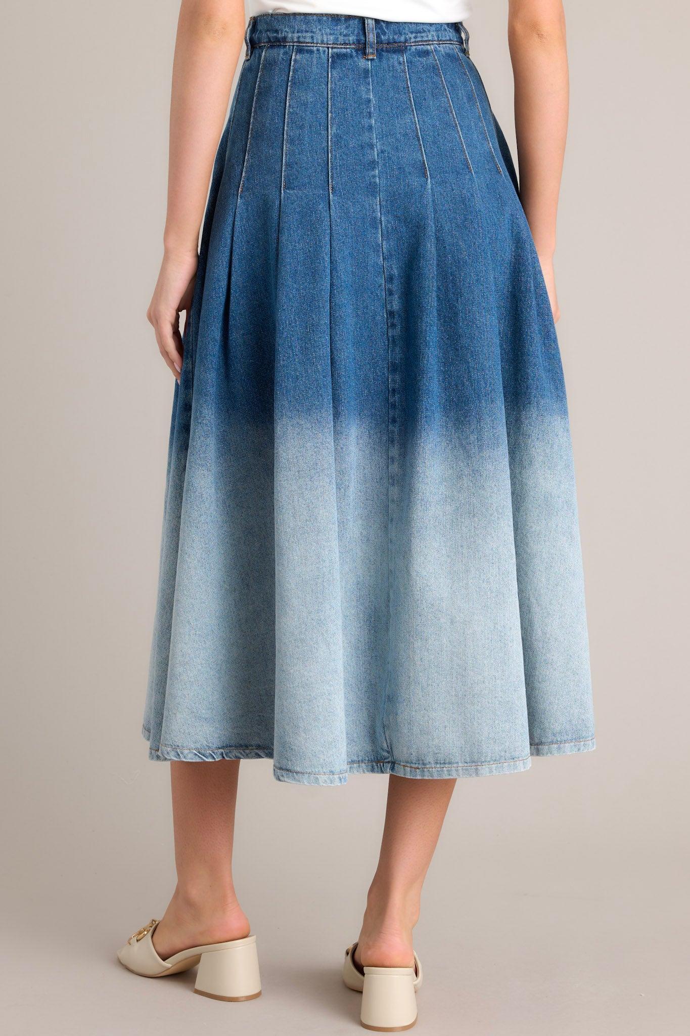 Urban Blues Ombré Denim Midi Skirt Product Image