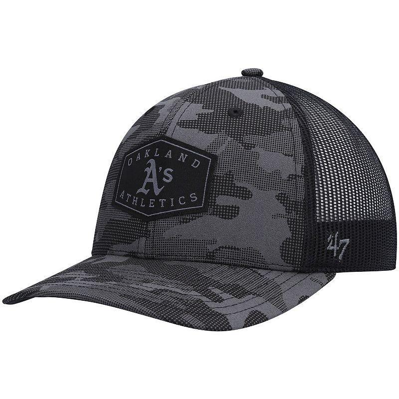 Mens 47 Charcoal Oakland Athletics Tonal Camo Convoy Trucker Snapback Hat Product Image