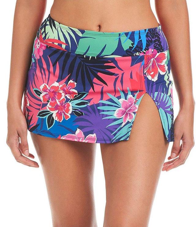 Bleu Rod Beattie Hawaiian Punch Floral Print High Waist Skirted Swim Bottom Product Image