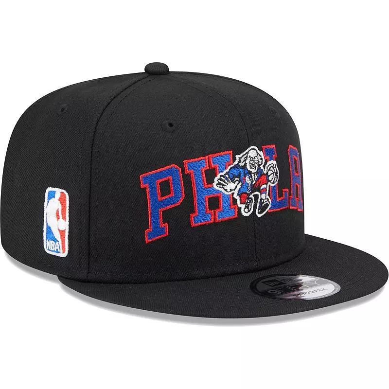 Mens New Era Black Philadelphia 76ers Logo Blend 9FIFTY Snapback Hat Product Image