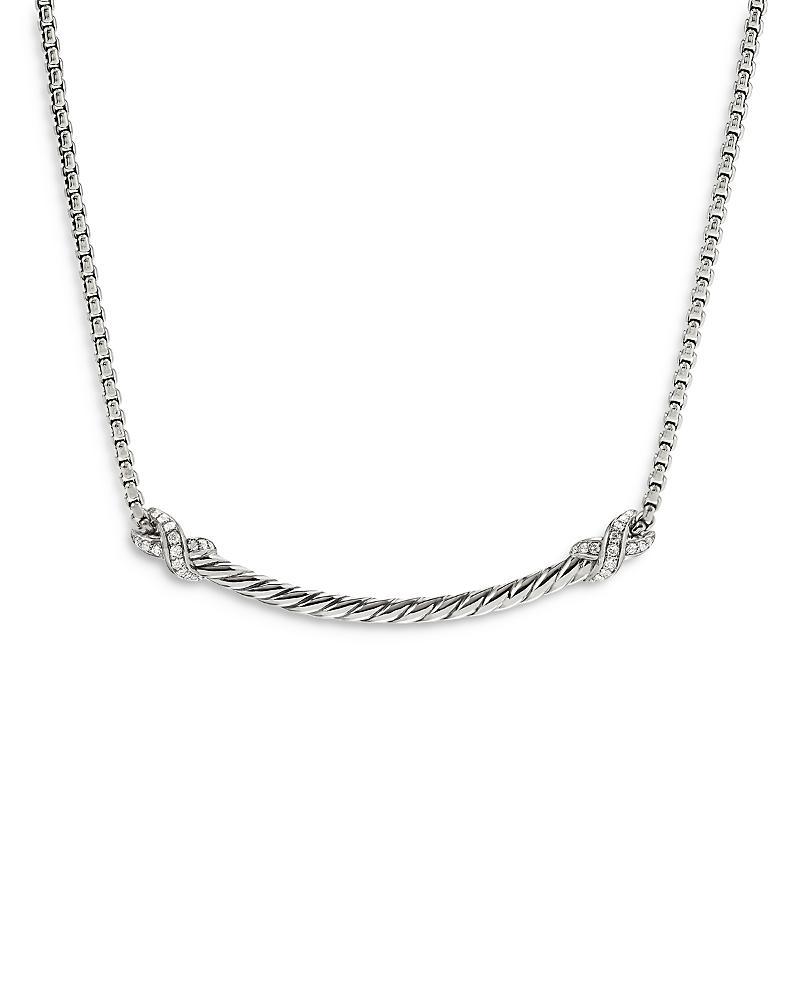 Womens Petite X Bar Station Necklace with Pav Diamonds Product Image