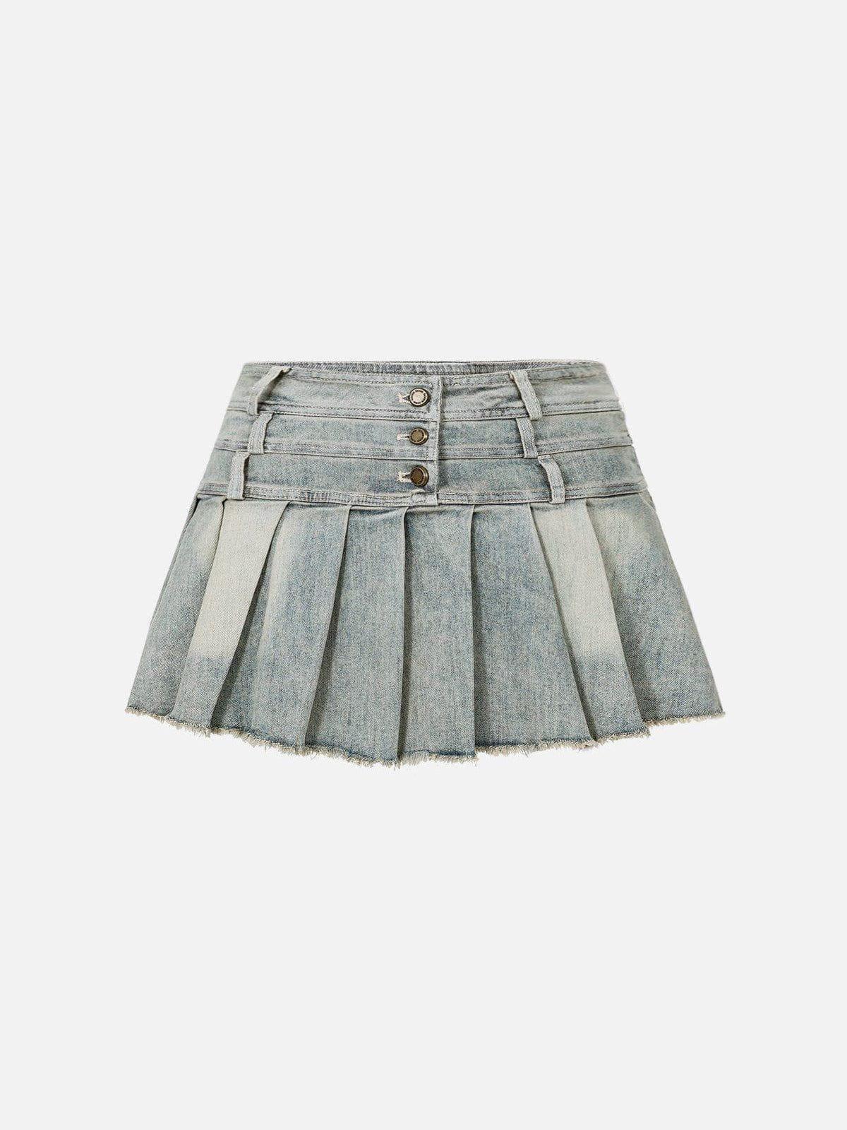 Aelfric Eden Three Layers Waist Washed Denim Skirt Female Product Image