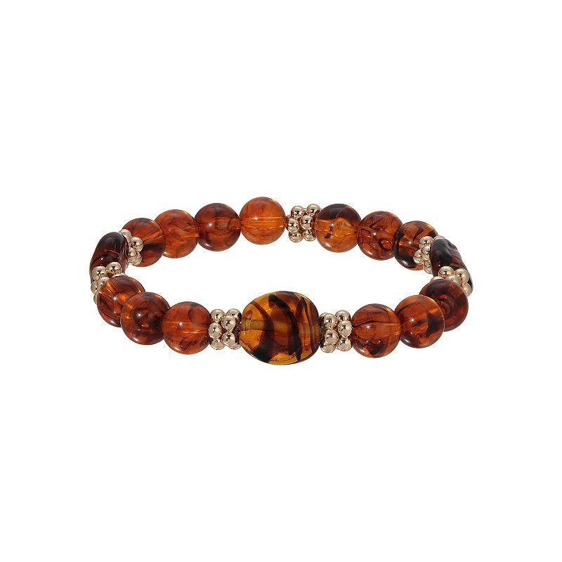 1928 Gold Tone Tortoise Color Stretch Bracelet, Womens, Brown Product Image