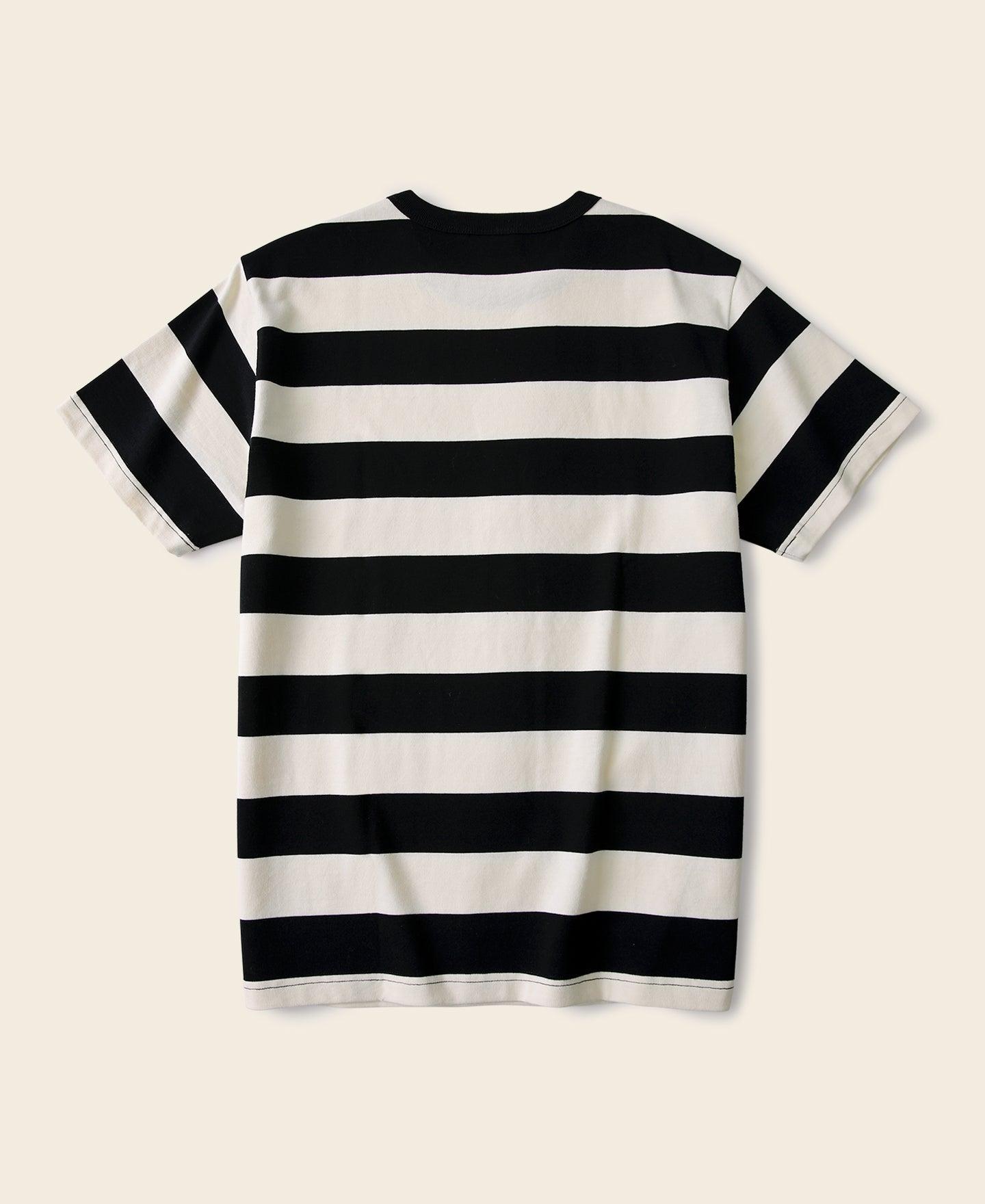 Heavyweight Cotton Wide Striped T-Shirt - Black/White Product Image