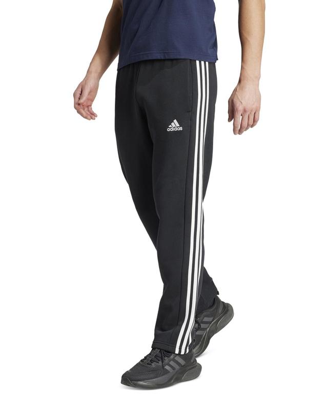 adidas Mens adidas Essentials 3-Stripes Open Hem Fleece Pants - Mens Black Product Image