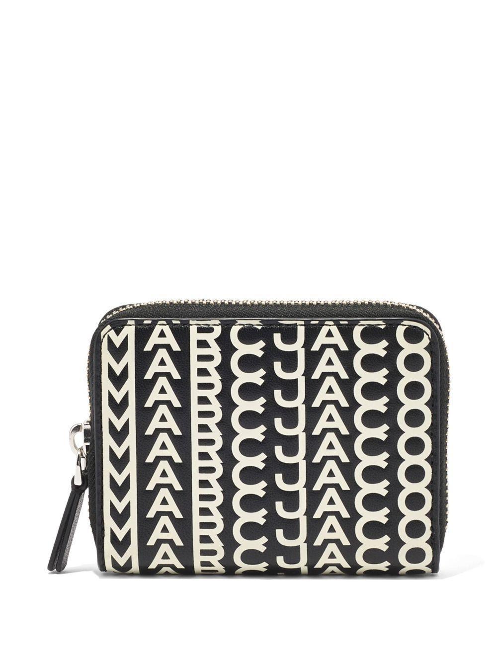 MARC JACOBS The Monogram Leather Zip Around Wallet In Black Product Image