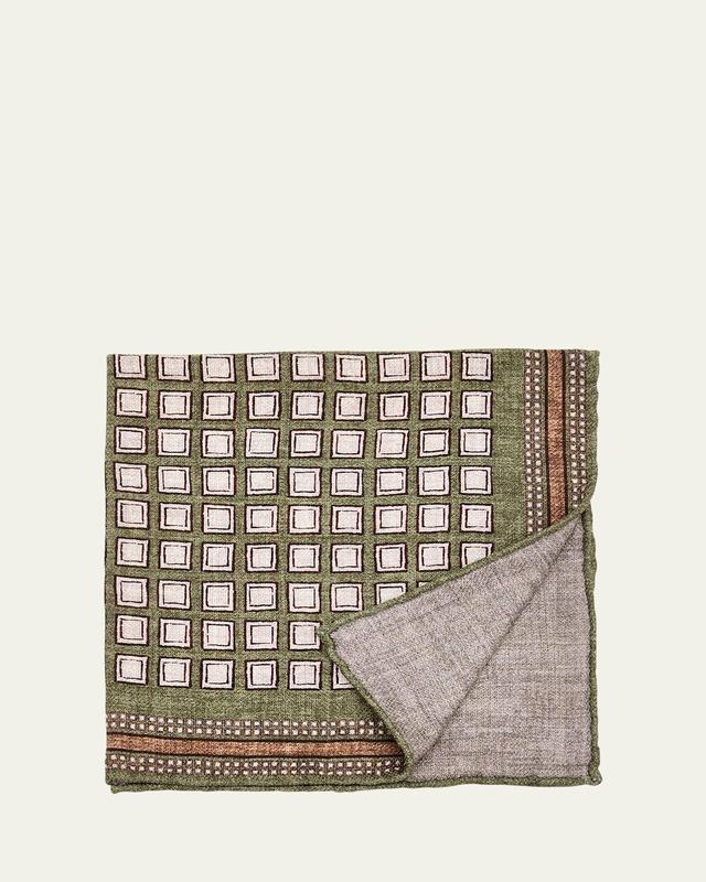 Mens Geometric Design Silk Pocket Square Product Image