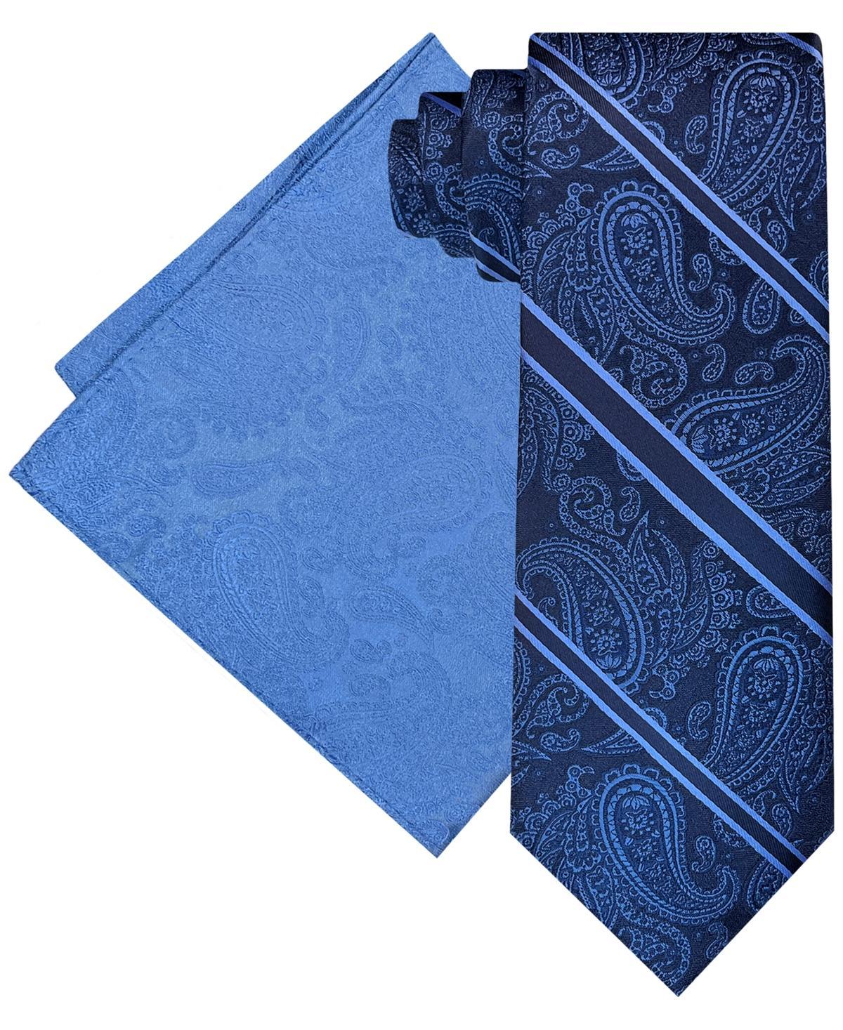 Steve Harvey Mens Extra Long Ornate Block Tie & Solid Pocket Square Set Product Image