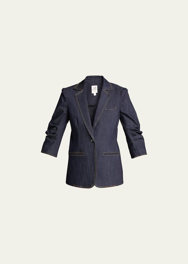 Cinq  Sept Khloe Ruched Sleeve Denim Blazer Product Image