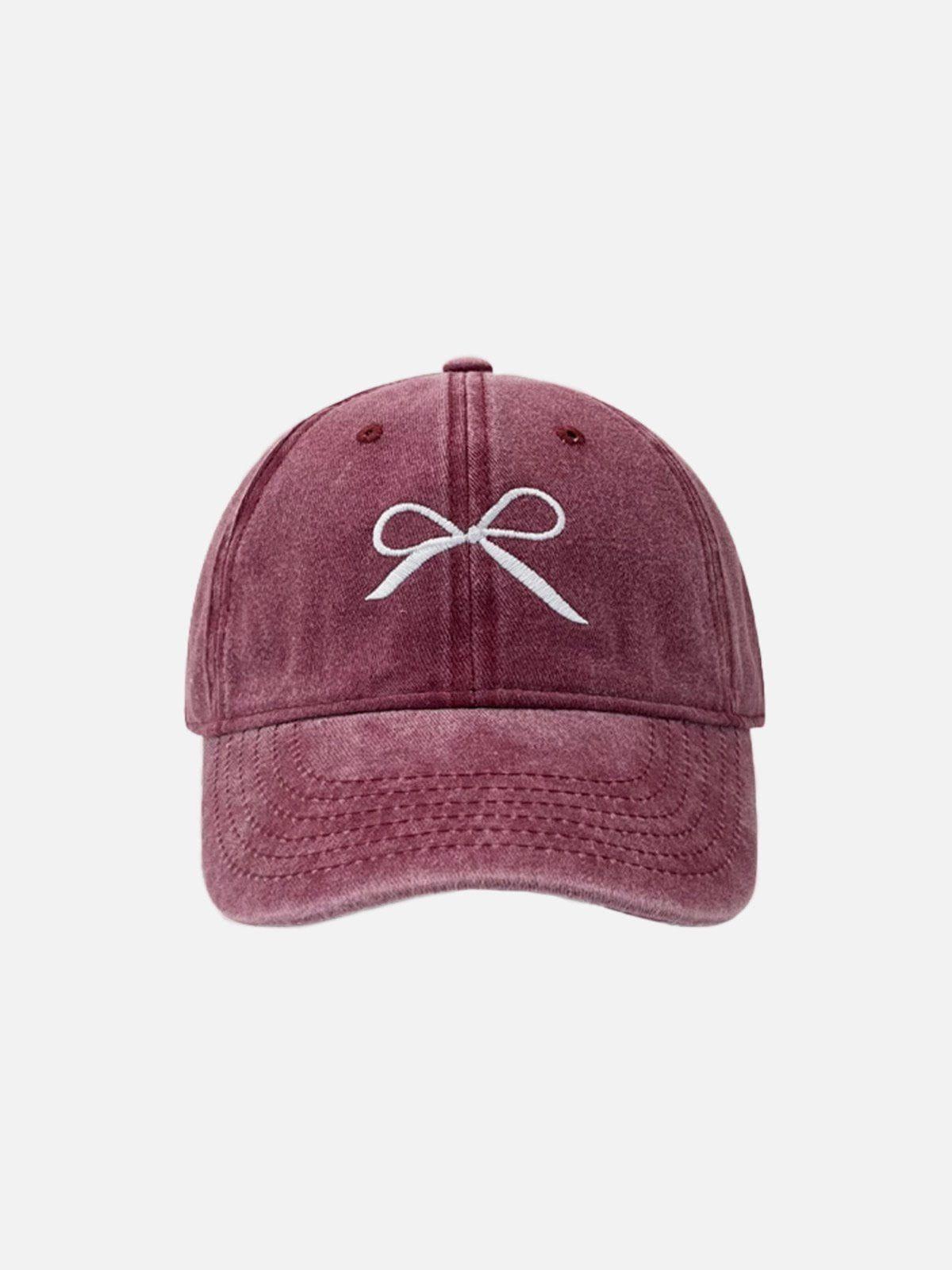 Embroidery Bow Washed Hat Product Image