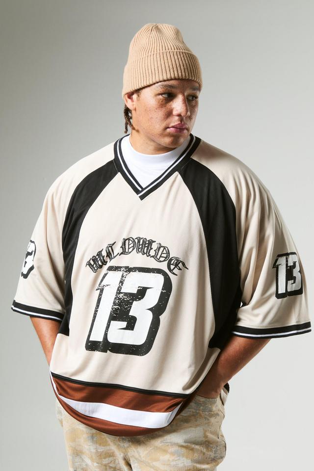 Plus Mesh Varsity Football Shirt | boohooMAN USA Product Image