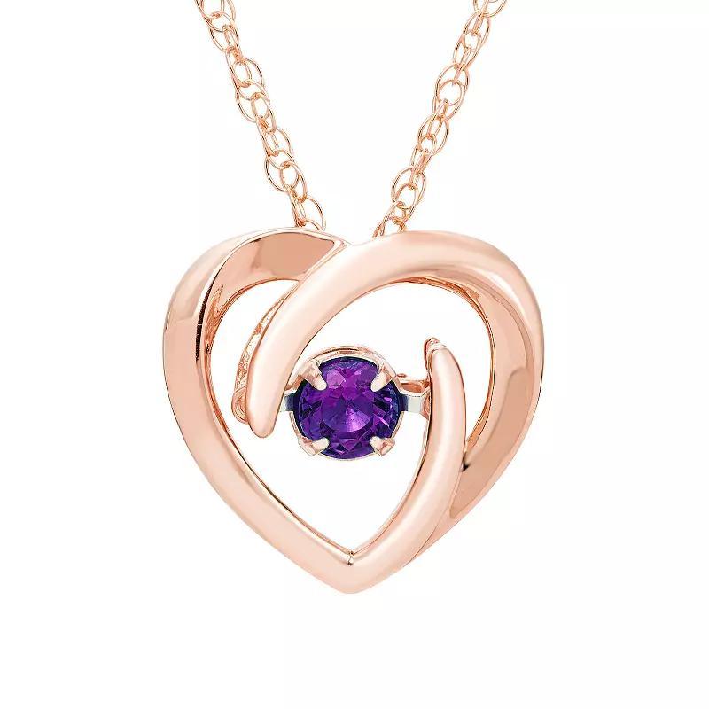 Boston Bay Diamonds Brilliance in Motion 14k Rose Gold Over Silver Garnet Dancing Gemstone Heart Pendant, Womens Pink Tone Product Image