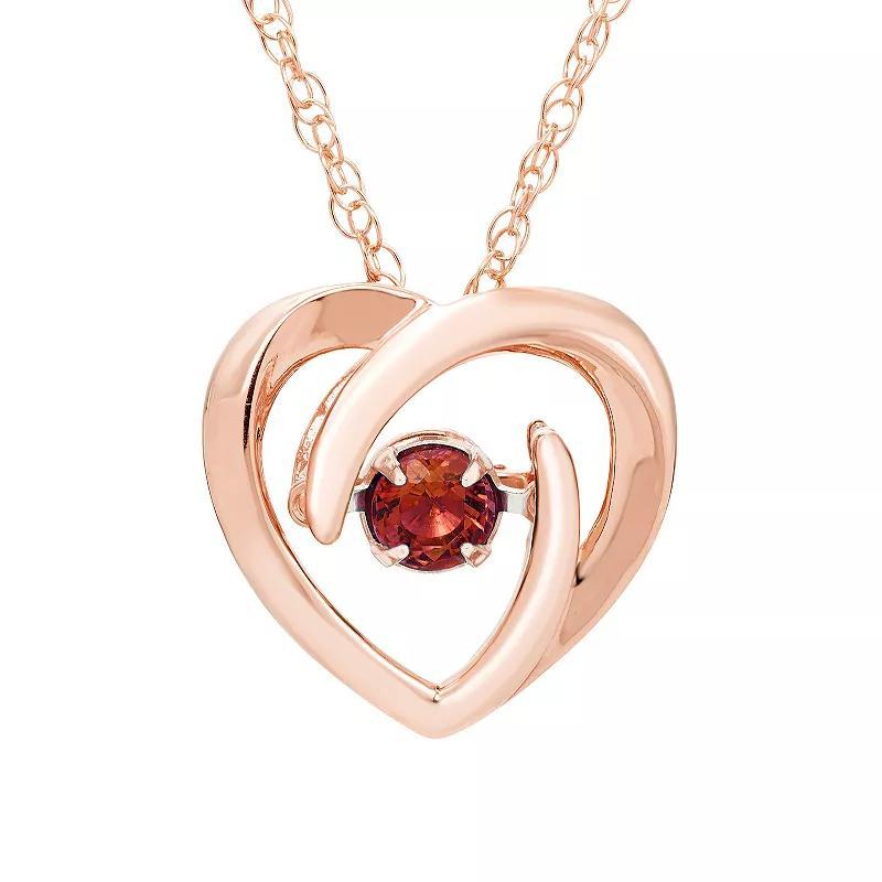 Boston Bay Diamonds Brilliance in Motion 14k Rose Gold Over Silver Garnet Dancing Gemstone Heart Pendant, Womens Pink Tone Product Image