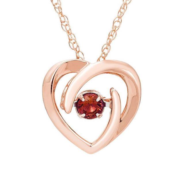 Boston Bay Diamonds Brilliance in Motion 14k Rose Gold Over Silver Garnet Dancing Gemstone Heart Pendant, Womens Pink Tone Product Image