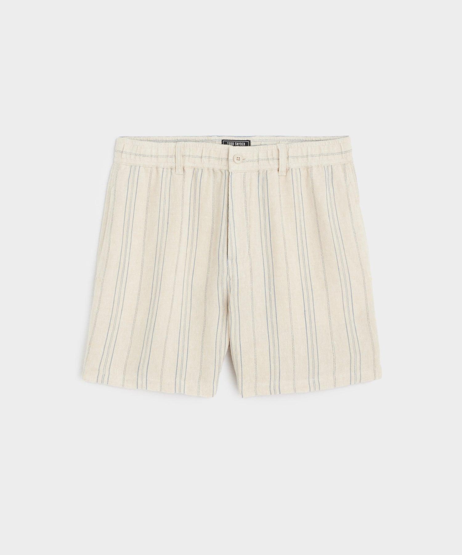 5" Linen Beachcomber Short in Cream Stripe Product Image