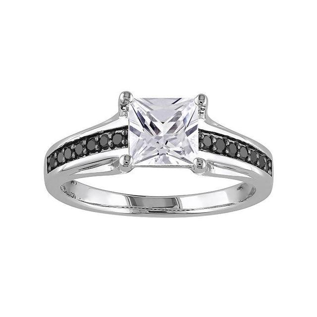 Stella Grace Sterling Silver Lab-Created White Sapphire & 1/8 Carat T.W. Black Diamond Ring, Womens Product Image