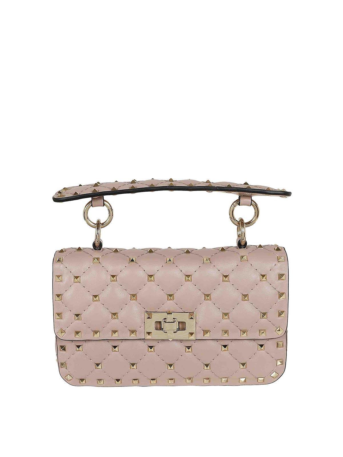 VALENTINO GARAVANI Rockstud Spike Small Top Handle Bag In Nude & Neutrals Product Image