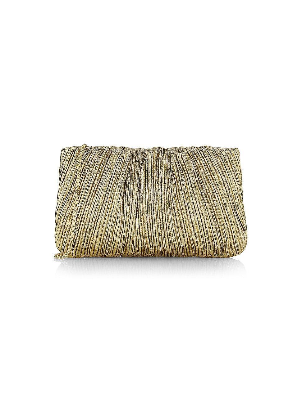 Womens Brit Metallic Pleated Clutch-On-Chain Product Image