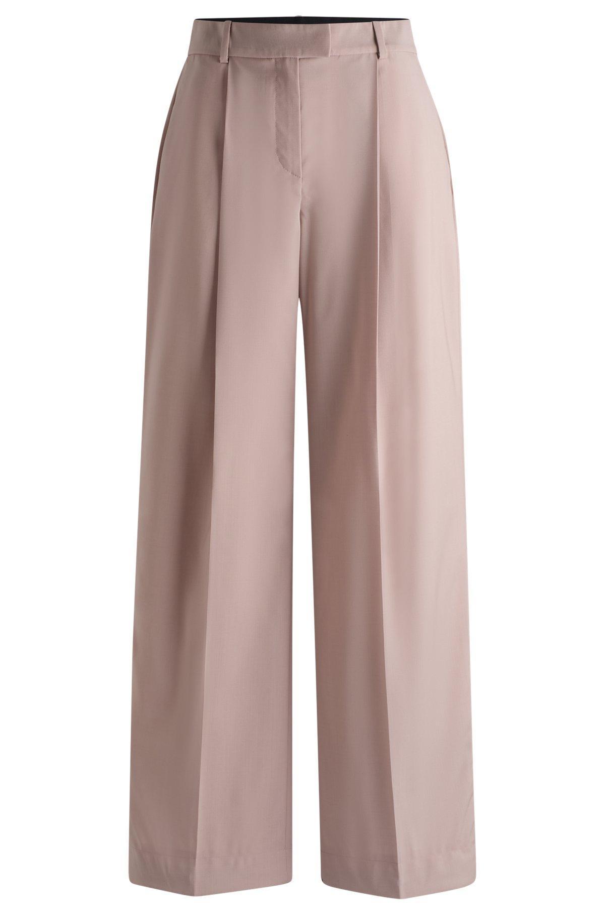 NAOMI x BOSS regular-fit trousers in natural-stretch wool Product Image