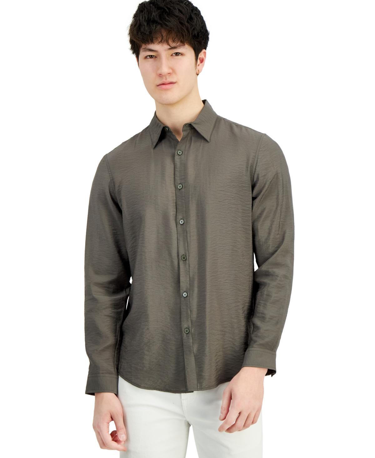 I.n.c. International Concepts Mens Dash Long-Sleeve Button Front Crinkle Shirt, Created for Macys Product Image