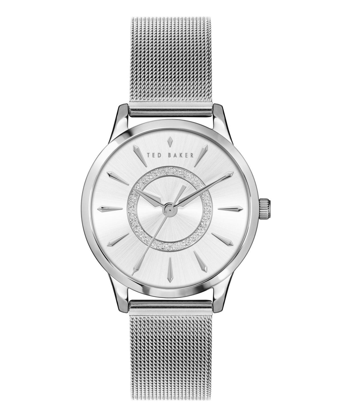 Ted Baker Womens Fitzrovia Charm Silver-Tone Mesh Bracelet Watch 34mm Product Image