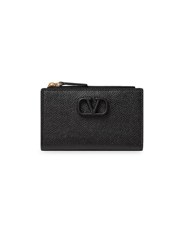 Womens Vlogo Signature Grainy Calfskin Cardholder Wth Zipper Product Image